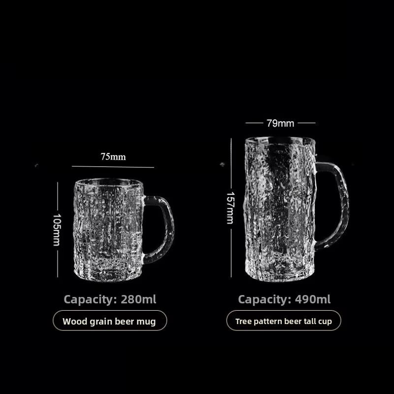 Bierglas mit Gletscher-Rindenmuster aus Glas in Transparent, Höhe: 15,7 cm, Durchmesser: 7,5 cm - Bild 4
