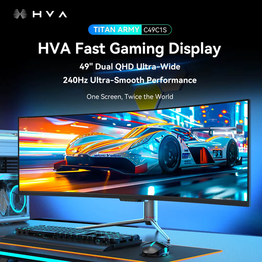 Titan Army C49C1S 49 Zoll Curved Gaming Monitor Dual QHD 5120x1440 240Hz 1ms MPRT HDR400 KVM PIP PBP USB-C 65W 1800R Ultra-Breitbildschirm Schwarz - Bild 2