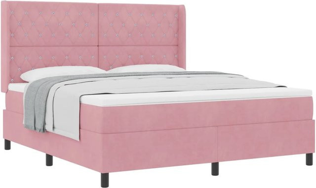 vidaXL Boxspringbett mit Matratze und Kopfteil in Rosa, Samt, B/T/H: 180 x 200 x 183 cm - Bild 1
