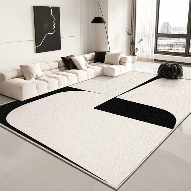 WTEMPO Wohnzimmer Teppich Modern Abstract in Weiß, Rutschfest, B/T: 140 x 200 cm - Bild 1