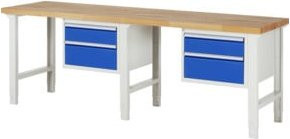 Rau Werkbank höhenverstellbar mit 4 Schubladen, B: 250 cm, T: 70 cm, H: 79-114 cm - Bild 1