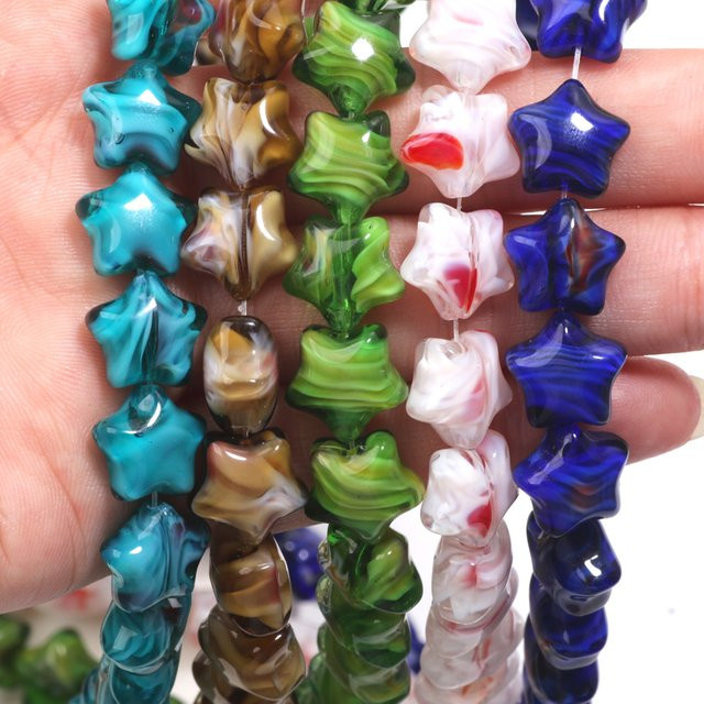 Laudsong Stern-Charms, Lampwork-Glasperlen, 12 mm, bunt, Unisex - Bild 1