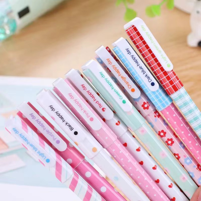 10er Set Bunte Gelstifte mit Motiv für Schüler und Studenten, 0,38 mm Stiftstärke, Mehrfarbig - Bild 2