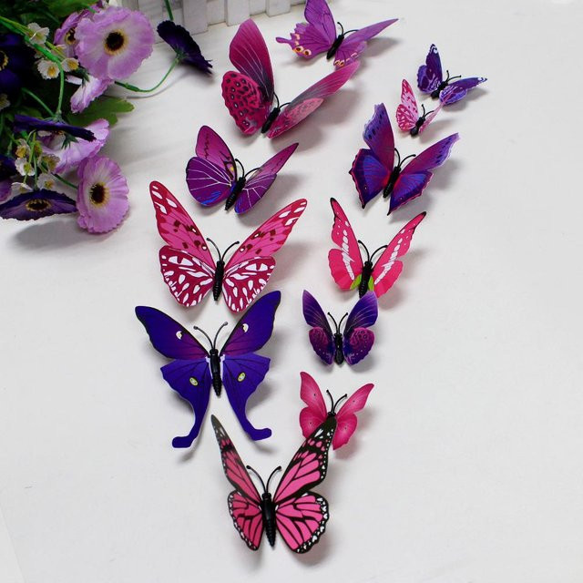 12 Stück 3D-Schmetterlinge Wandkunst Aufkleber in Skyblue zur DIY-Dekoration für dein Zuhause - Bild 1