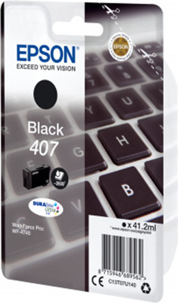 Epson Original Tintenpatrone 407 in Schwarz für WorkForce Pro WF-4745 und WF-4745DTWF, Füllmenge: 41,2 ml - Bild 1