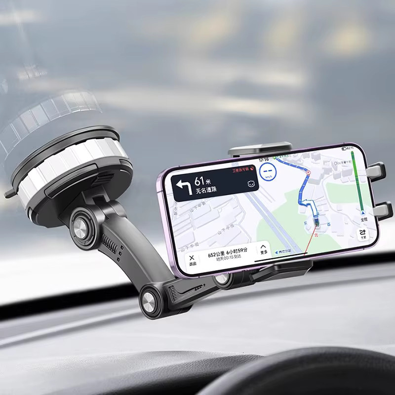 Verlängerte Autohalterung mit Saugnapf in Schwarz für GPS-Navigation und Handy, stoßfest und anti-shake - Bild 2