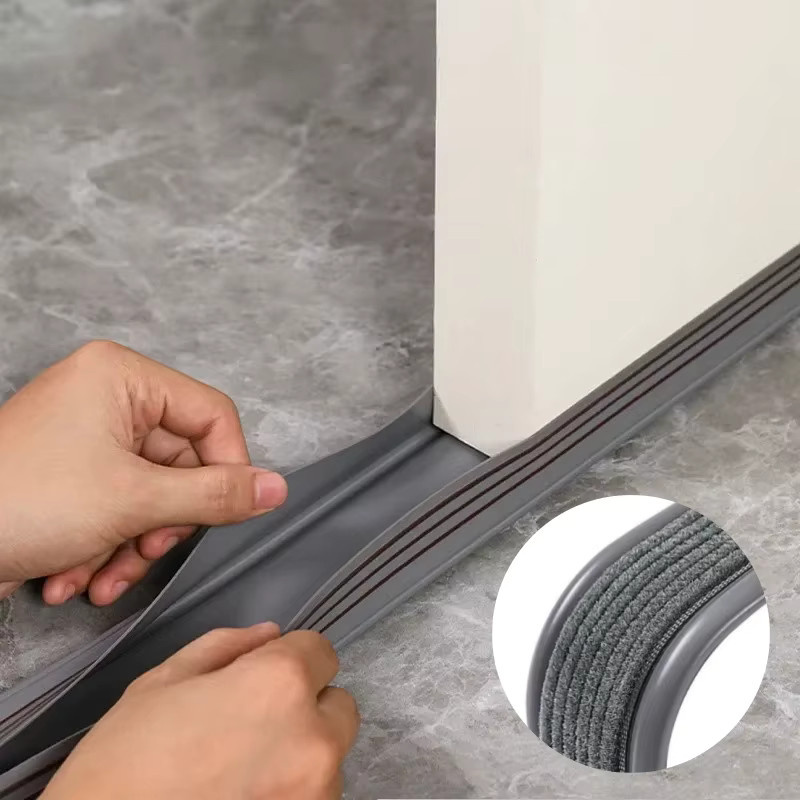 Flexible Türdichtung als Zugluftstopper und Schallschutz in Grau, Länge: 93 cm - Bild 5