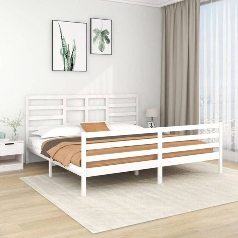 Massivholzbett aus Kiefer von Vidaxl in Weiß, Modern und Minimalistisch, B/T: 200 x 200 cm - Bild 1