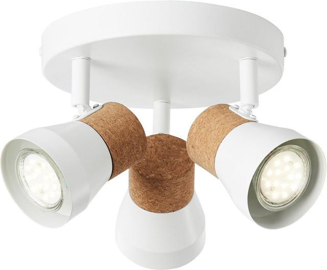 Brilliant Lampe Moka Spotrondell Deckenleuchte 3-flammig in Weiß Matt/Braun mit schwenkbaren Köpfen für GU10 Reflektorlampen - Bild 1
