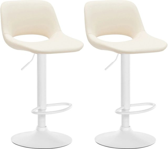 DELUKE Barhocker JAKSON 2er Set in Creme Weiß, drehbare Barstühle aus Kunstleder mit Lehne und Metallgestell - Bild 1
