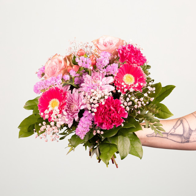 BLUME2000 Summer Breeze Bouquet rosa pink mixed gerbera rose carnation statice zum Geburtstag Genesung - Bild 1