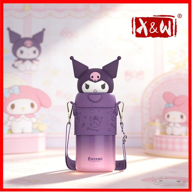 XW Sanrio Serie Puppenkopf Thermosbecher mit Pop-Up-Strohhalm aus 316 Edelstahl, 560 ml - Bild 1