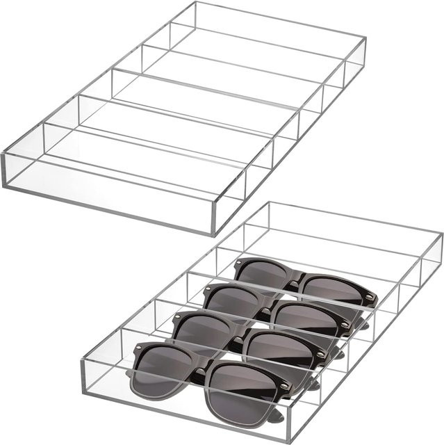 Stapelbarer Sonnenbrillen-Organizer aus Acryl mit 6 Slots, transparentes Brillen-Display-Tablett zur Aufbewahrung von Brillen und Schmuck - Bild 1
