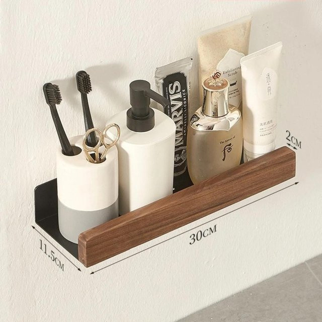 Wandmontiertes Badezimmerregal aus Massivholz von Yiran Furniture in Braun - Bild 1