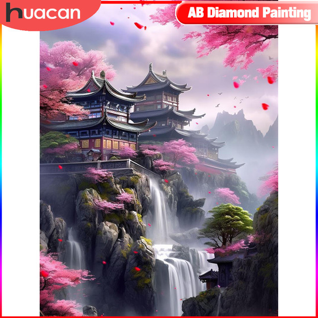 Huacan Diamantmalerei Japanisches Haus Mosaik Blume Wanddekoration Multicolour - Bild 1