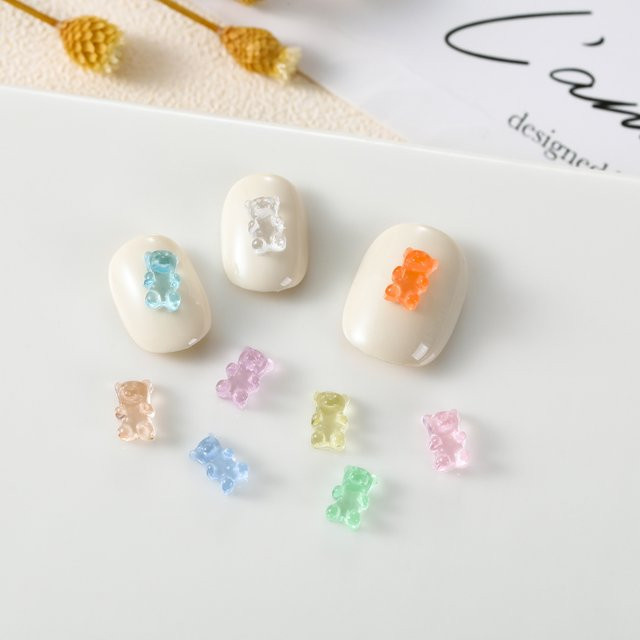 Zhou Nailart Bären Harz Charms, Blau, Glänzend, 100 Stück, 4x7mm - Bild 1