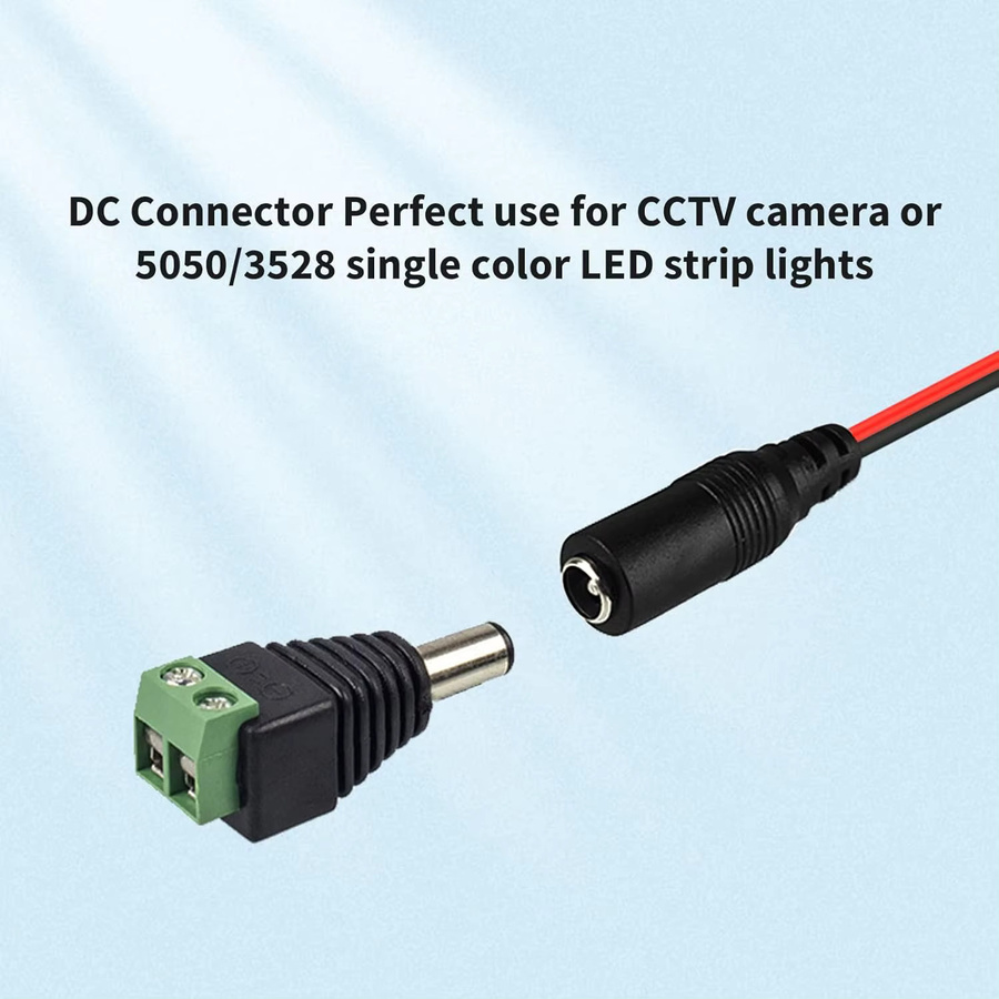 AOKIN DC-Stromanschluss-Stecker-Adapter Set, 20 Paar, 12 V, Hohlstecker männlich und weiblich, Farbe: Schwarz, Maße: 2,1 x 5,5 mm, für CCTV-Überwachungskamerasysteme und LED-Streifen - Bild 2