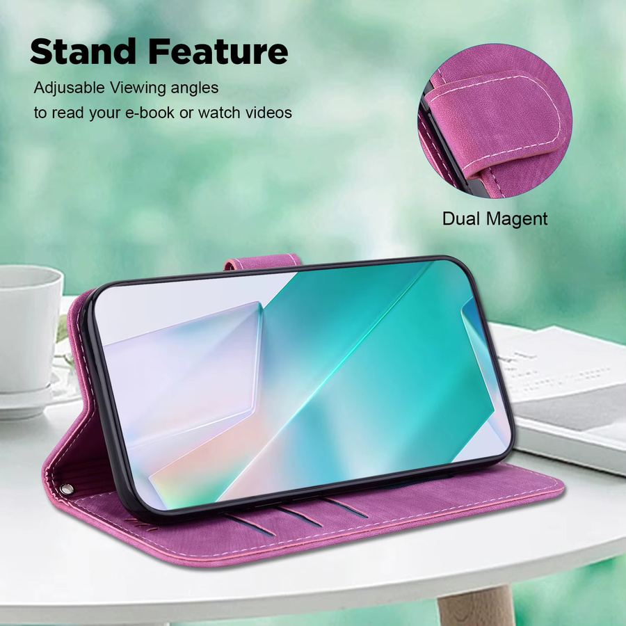 Magnetische Leder-Handyhülle für OnePlus in Lila als Brieftaschen-Schutzhülle - Bild 3