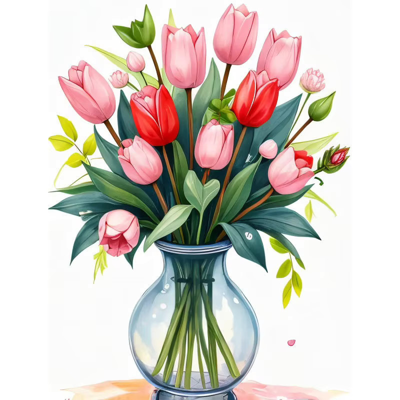 HUACAN Diamantmalerei Set Eleganter Blumenstrauß in Glasvase, 5D DIY Kunst Mosaik mit Strass, Mehrfarbig, B/H: 20 x 30 cm - Bild 4