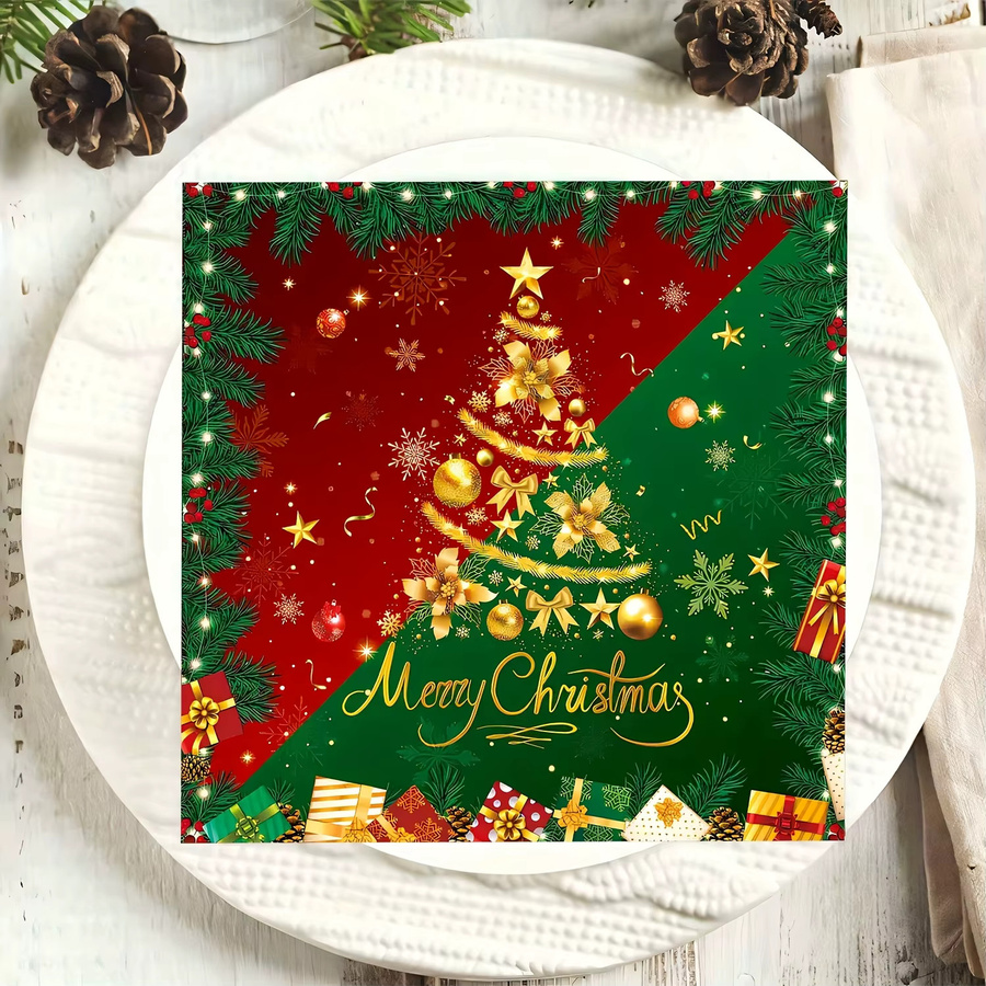 DUTRIEUX Weihnachtsblumen Servietten aus Papier, 2-lagig, Rot, für Hochzeit, Geburtstag und Party - Bild 3