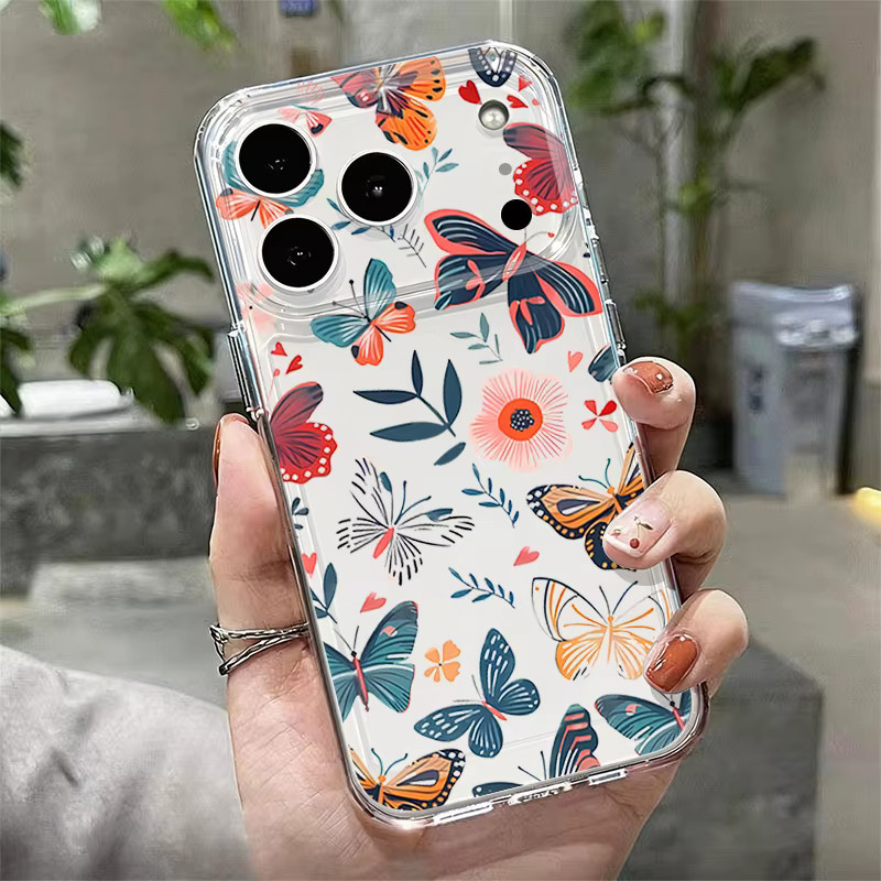 MOESOE Handyhülle mit buntem Blumenmuster für iPhone 17e 17 16 15 14 13 Pro Max 17 Pro, stoßfeste transparente Silikonhülle, mehrfarbig - Bild 2