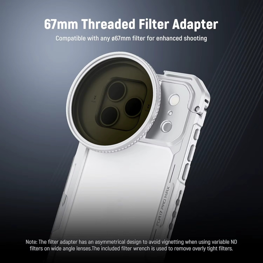 NEEWER Telefonkäfig mit Schnellverschluss und 67 mm Filterring für iPhone 17 Pro, Farbe: Silber - Bild 4