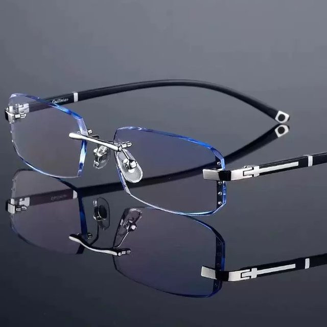 KENBO Lesebrille, rahmenlos, rectangular, TR90, Herren, transparent - Bild 1