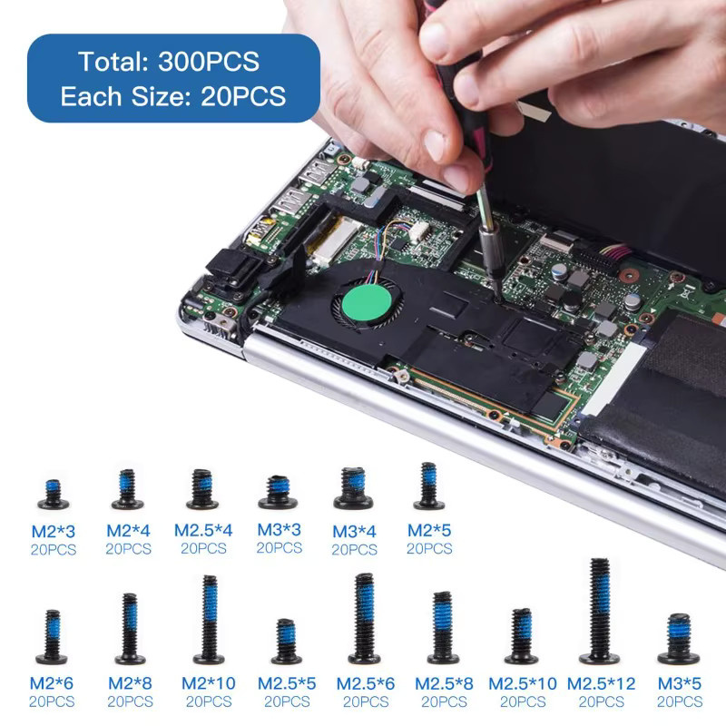 Schwarzes Kreuzschrauben-Set aus verzinktem Stahl für Elektronik-Reparaturen und Laptop-Ersatz, M2/M2.5/M3 Phillips-Schrauben - Bild 3