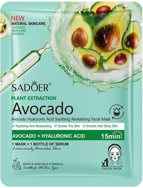 SADOER Avocado Hyaluronsäure Maske, Kollagen & Aloe Vera, Unisex - Bild 1