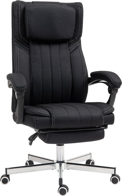 Vinsetto Ergonomischer Bürostuhl in Schwarz mit Kopfstütze, Armlehnen und Fußhocker, höhenverstellbar und drehbar, B/T/H: 65 x 61 x 105-113 cm - Bild 1