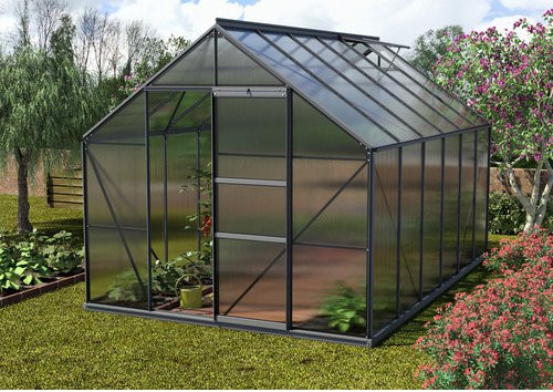 VITAVIA Gewächshaus Merkur in Grau mit 9,9 m² aus Kunststoff und Aluminium - Bild 1