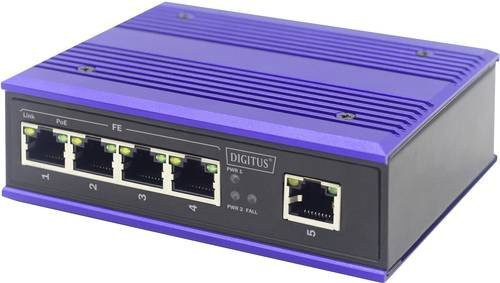 Digitus Industrial Unmanaged Fast Ethernet PoE+ Switch DN-650107 mit 4 x 10/100 Mbit/s PoE+ Ports und 1 x 10/100 Mbit/s Uplink Port, Desktop oder DIN-Schiene montierbar - Bild 1