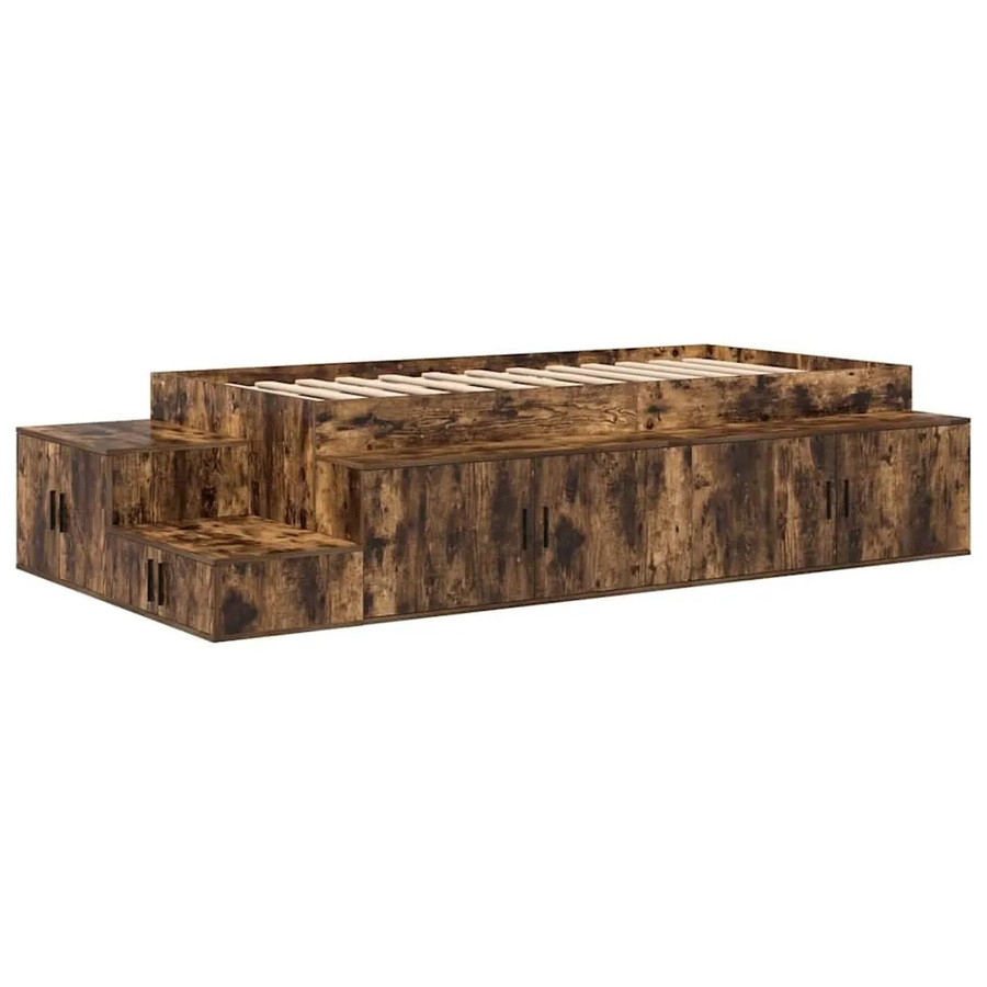 vidaXL Stauraumbett in Räuchereiche, modernes Bett mit Seitenfächern aus Holzwerkstoff, Farbe Braun, B/T/H: 80 x 200 cm - Bild 2