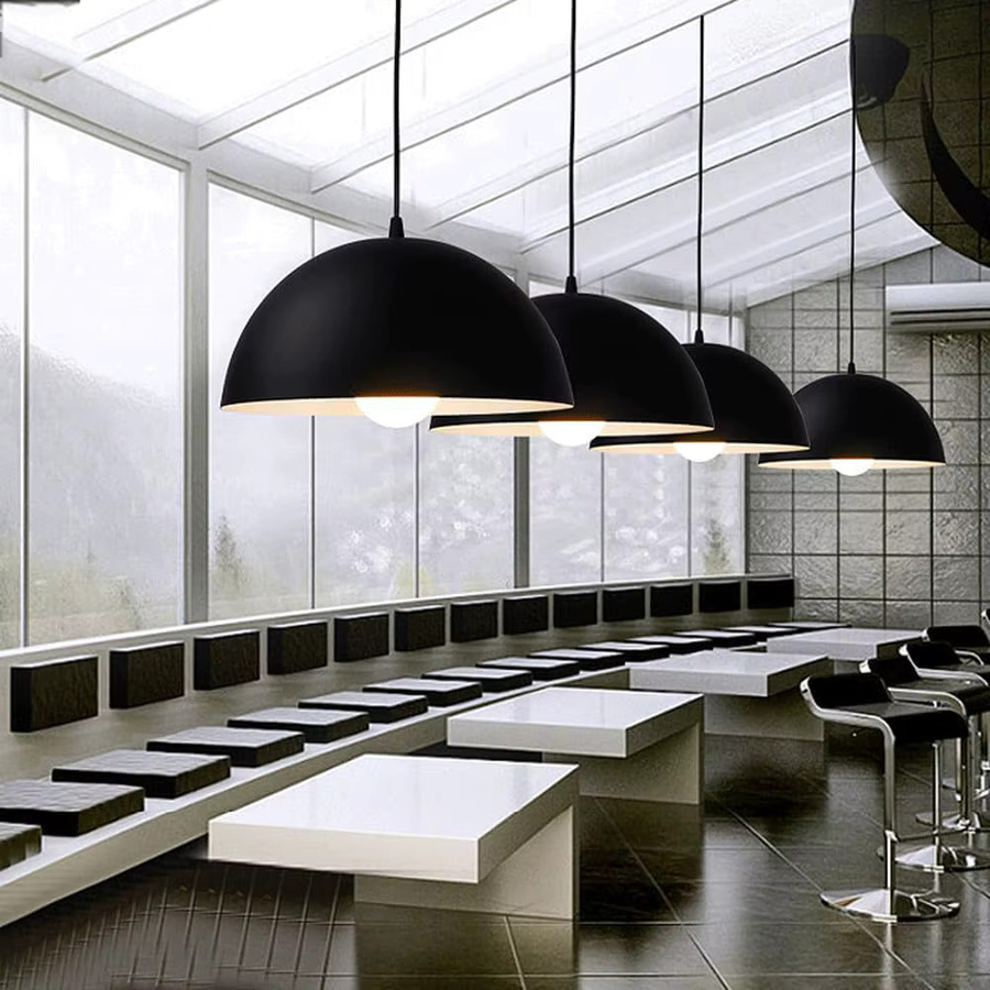 JOYINLED Pendelleuchte im Industriestil in Schwarz, LED-Hängelampe mit E27-Fassung und Halbkreis-Design, Durchmesser: 40 cm - Bild 2
