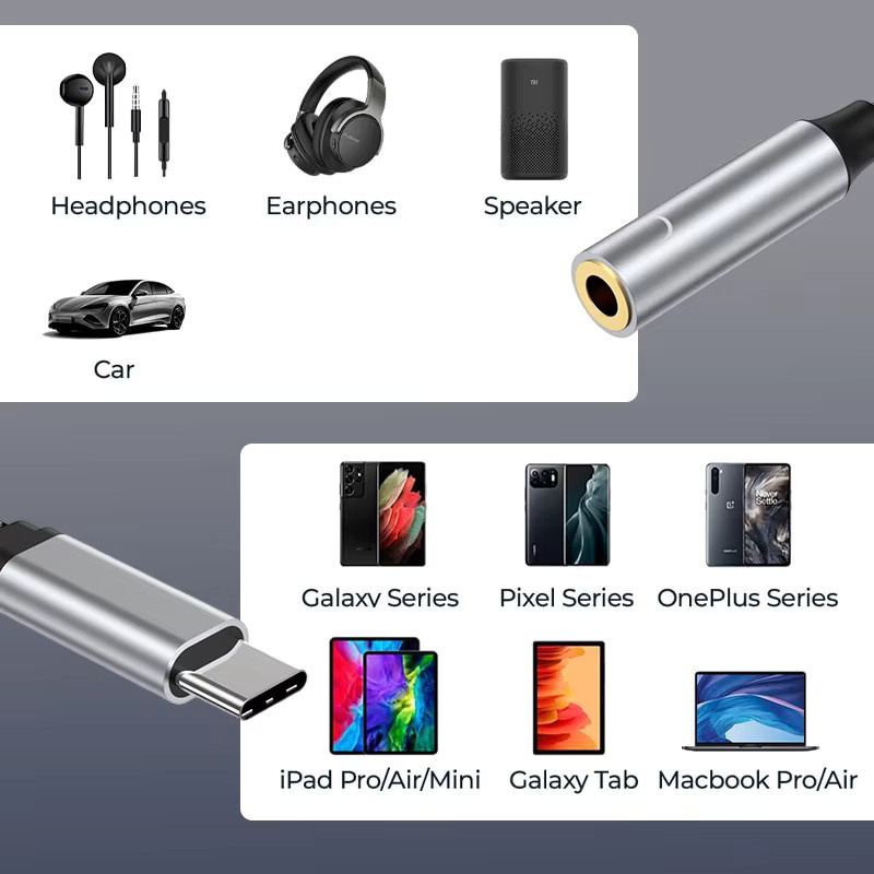 2-in-1 USB-C auf 3,5-mm-Klinke Audio-Adapter mit PD 60 W Schnellladefunktion in Grau für iPhone 15 Serie, Samsung, Huawei und Xiaomi - Bild 6