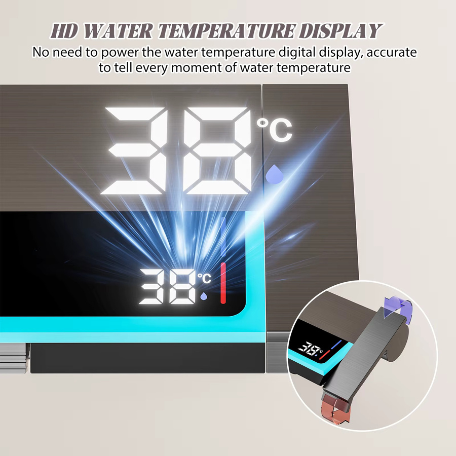 Vremota Badezimmer-Duschsystem mit digitaler Temperaturanzeige und 4 Funktionen als Warm- und Kaltwasser-Duscharmatur-Set - Bild 4
