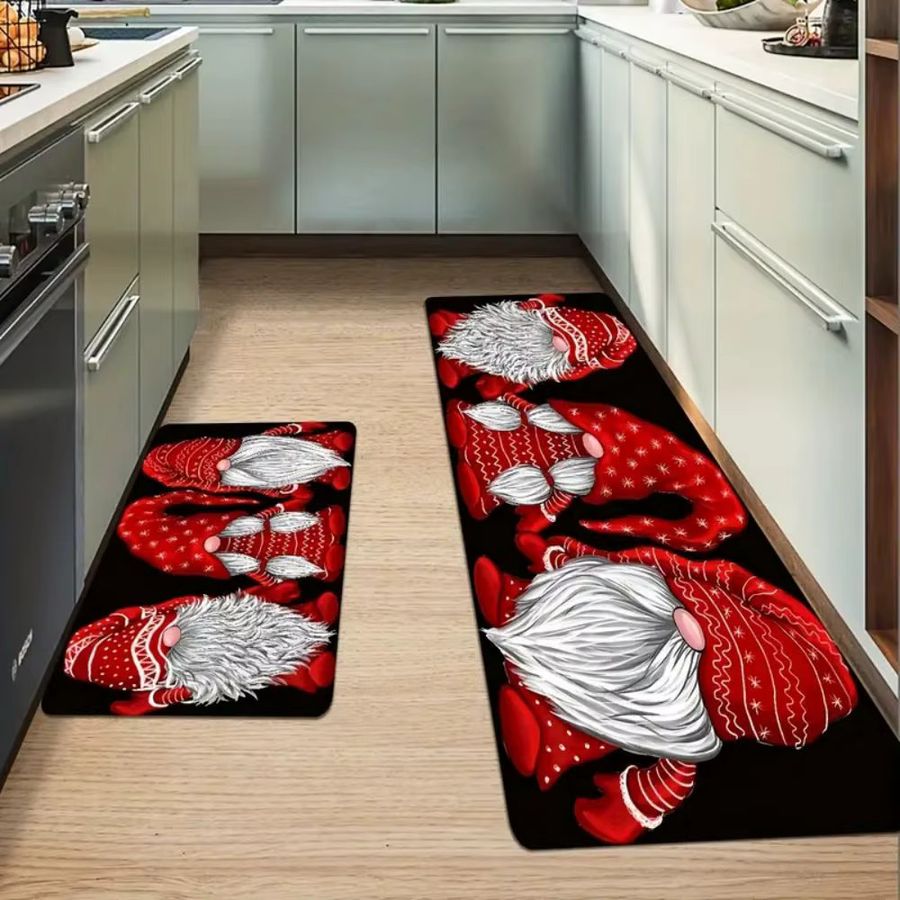 VIKAMA Weihnachtsmann Druckteppich Multicolor rutschfeste Matte für Innen und Außen - Bild 2