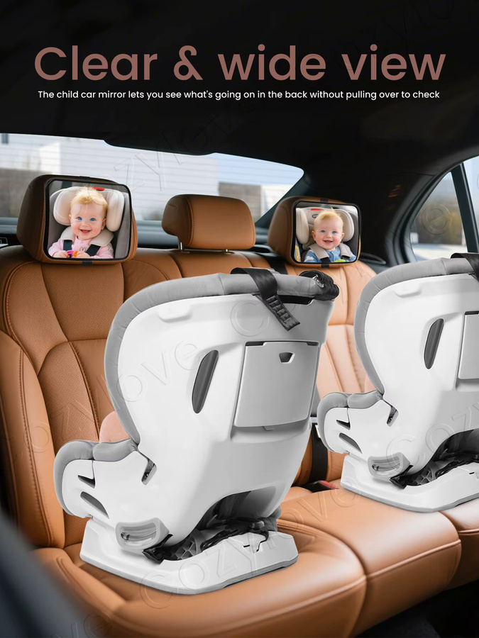 Kisslanding Baby-Autospiegel Set in Schwarz, verstellbarer und bruchsicherer Rücksitz-Sicherheitsspiegel zur Beobachtung von Säuglingen, 2er-Pack - Bild 6