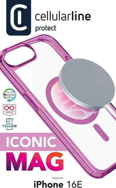 Iconic MAG MagSafe Case für Apple iPhone 16E in Pink und Transparent - Bild 1