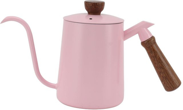 CosyHome Schwanenhals-Kaffeekessel aus 304 Edelstahl mit Holzgriff für Pour Over Kaffee, 600 ml, Pink/Grau - Bild 1