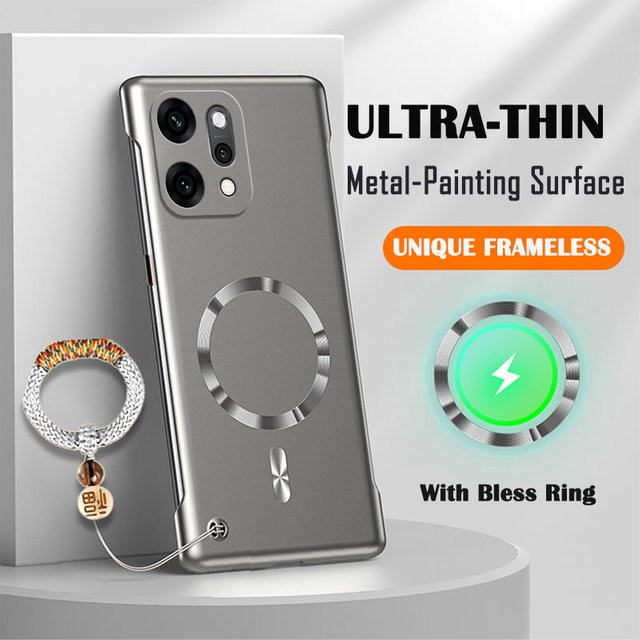 Bless Ring Magnetische Handyhülle mit metallischem Rahmenloser Design für Oppo Find X Ultra, X Plus, Reno Pro, Farbe: Schwarz - Bild 1