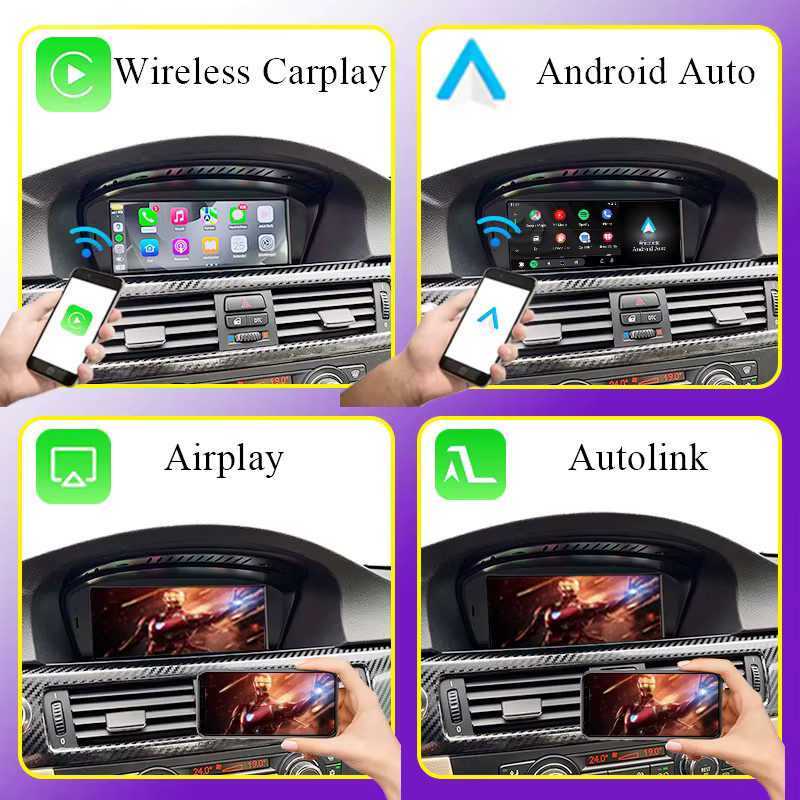 AUTOTOP 8,8 Zoll Wireless CarPlay und Android Auto Multimedia Display mit Touchscreen in Schwarz für BMW 3er E90 E91 E92 E93 und 5er E60 E61 - Bild 2