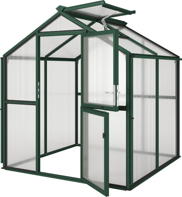KGT Gewächshaus Galant II in Tannengrün mit 4,5 m² Fläche und 10 mm HKP, B/L: 2,16 x 2,38 m - Bild 1