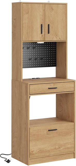 SoBuy Modernes Hochschrank in Eichenoptik mit 2 Schubladen und Türen, B/T/H: 60 x 40 x 170 cm - Bild 1