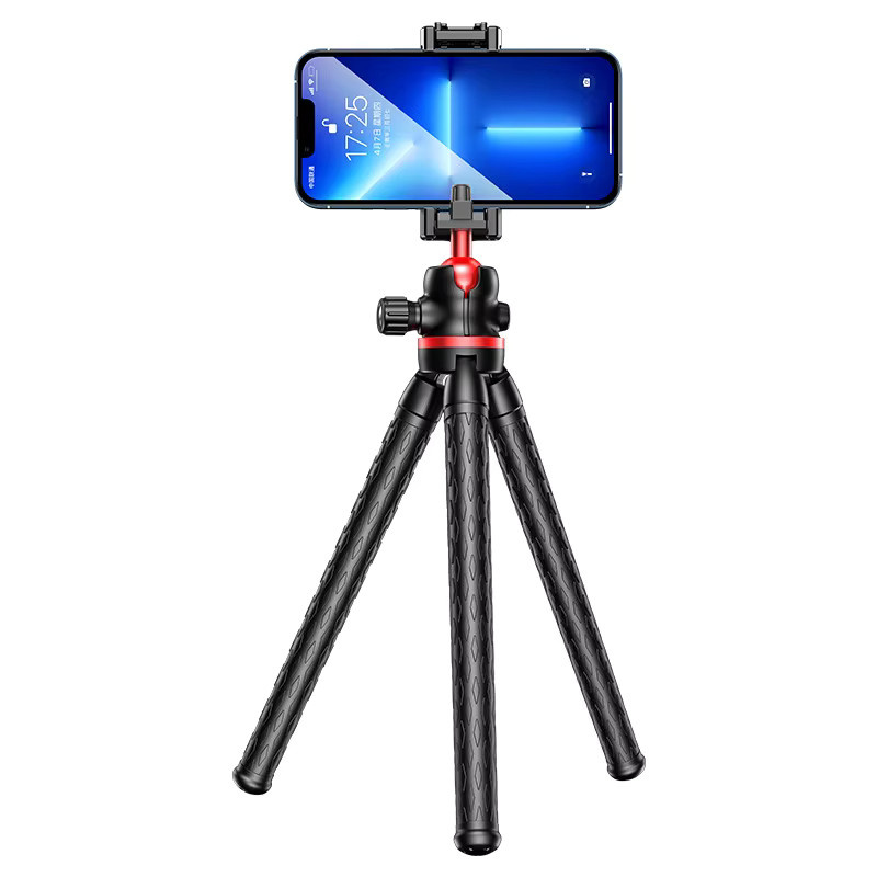 FGCLSY Flexibles Oktopus-Stativ in Schwarz für iPhone, Smartphone, Kamera und DSLR mit Telefonhalter, seitlichem Kaltschuh und 1/4 Zoll Schraube - Bild 6