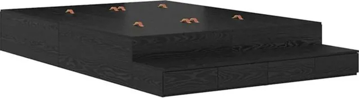 Modernes Funktionsbett mit Stauraum und Tür von Vidaxl in Schwarz, B/T/H: 226,5 x 135 x 31,5 cm - Bild 1