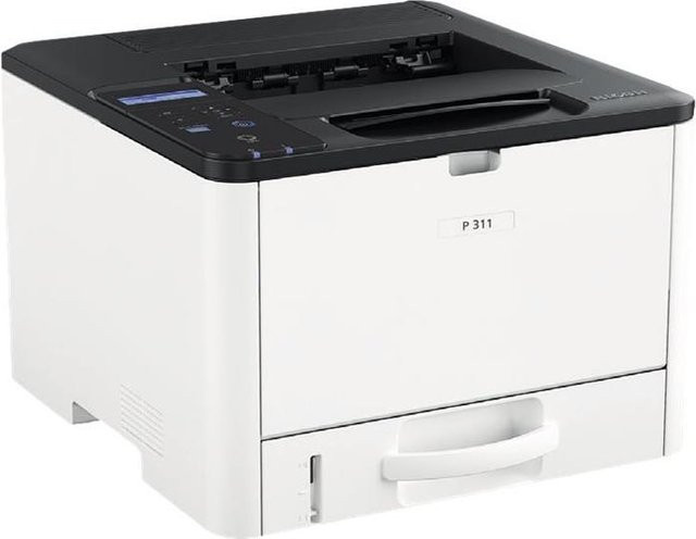 Ricoh 311 Schwarzweiß-Laserdrucker mit Duplex-Funktion, Scan und Kopierfunktion, A4/Legal, 1200 x 1200 dpi, bis zu 32 Seiten/Min., 300 Blatt Kapazität, USB 2.0, Gigabit LAN und NFC, Farbe: Weiß - Bild 1