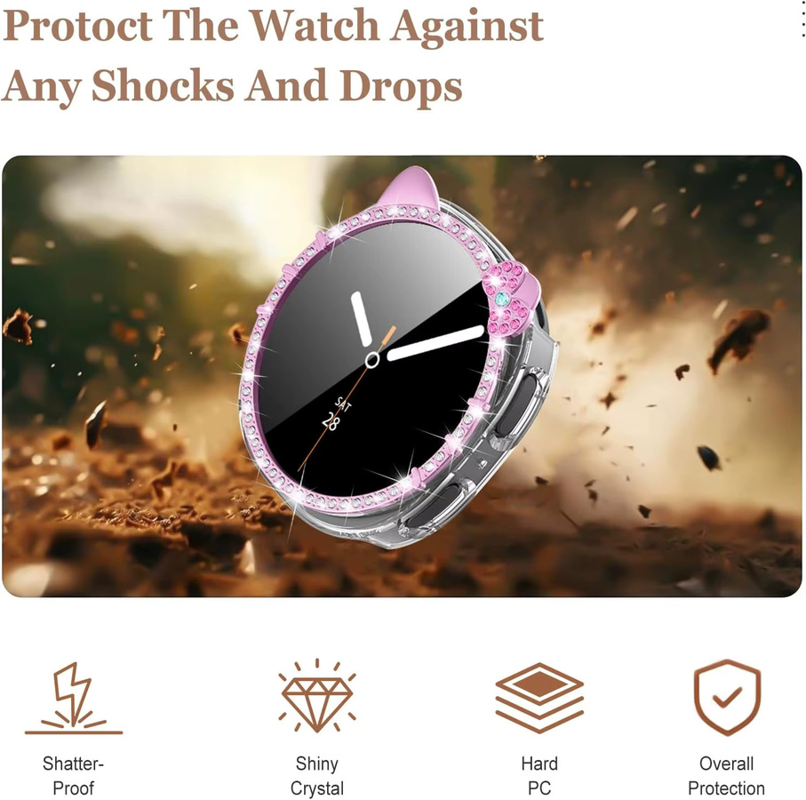 Samusak Schutzhülle für Samsung Galaxy Watch, Silikon, Kristall, Damen - Bild 2