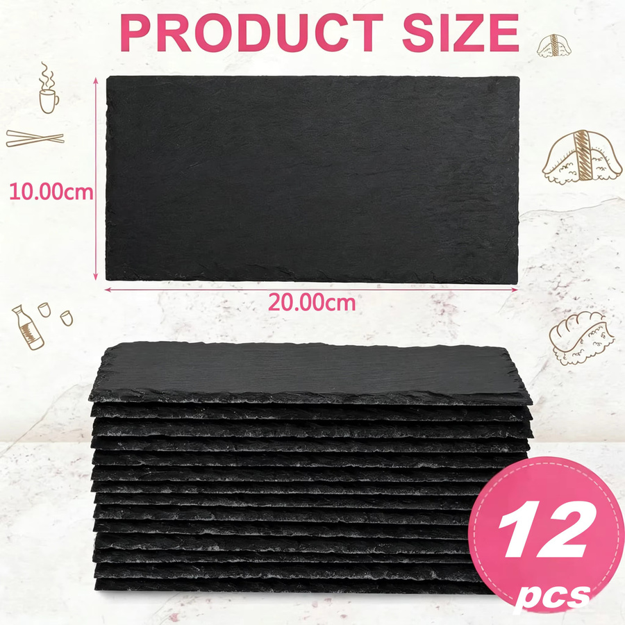 Dofiki Set aus Schieferplatten aus Naturstein, Schwarz, B: 20 cm, H: 10 cm, T: 10 cm - Bild 3