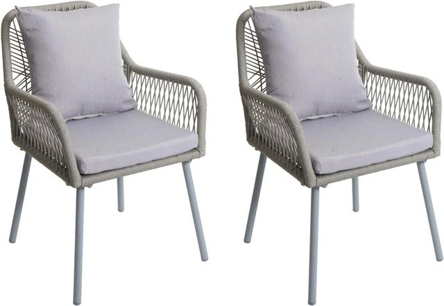 PROREGAL Gartenstuhl 2er-Set aus Aluminium in Grau mit UV-beständigen Sitz- und Rückenpolstern, B/T/H: 81 x 54 x 62 cm, Sitzhöhe: 46 cm - Bild 1